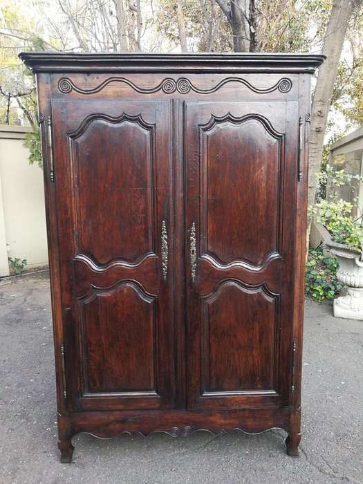 19th Century French Provincial Oak Armoire With Key