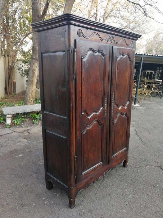 19th Century French Provincial Oak Armoire With Key