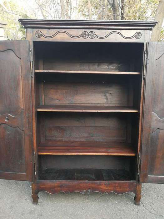 19th Century French Provincial Oak Armoire With Key