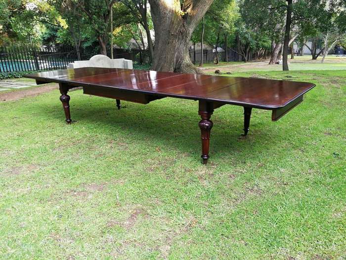 A Victorian Mahogany Fourteen To Sixteen Seater Dining Table / Refectory Table With Five Extensio...