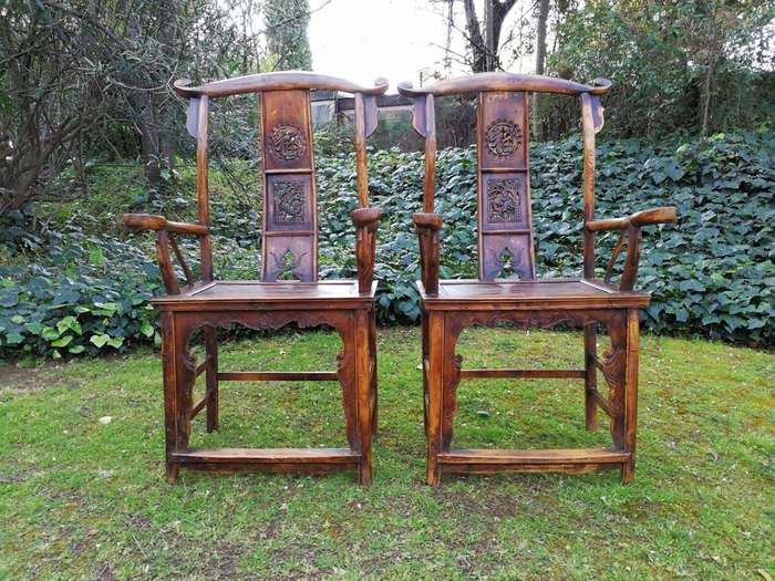 A Pair Of 19th Century Chinese Yoke Armchairs