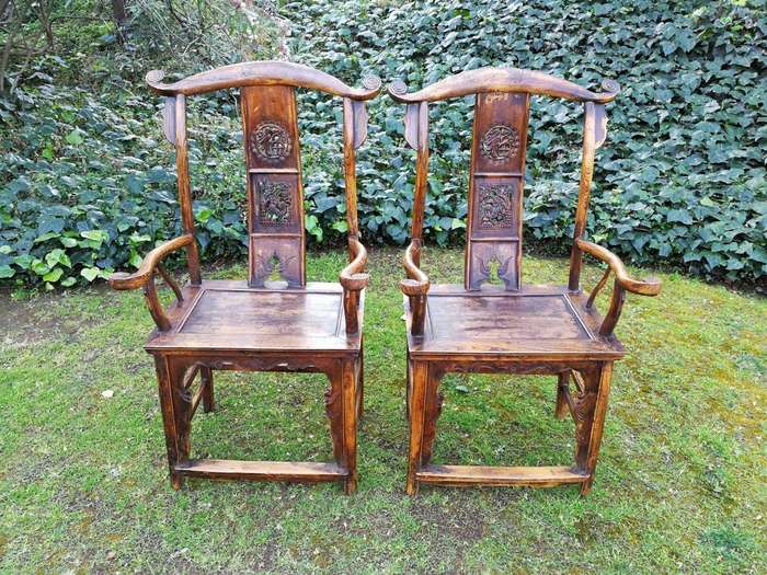 A Pair Of 19th Century Chinese Yoke Armchairs