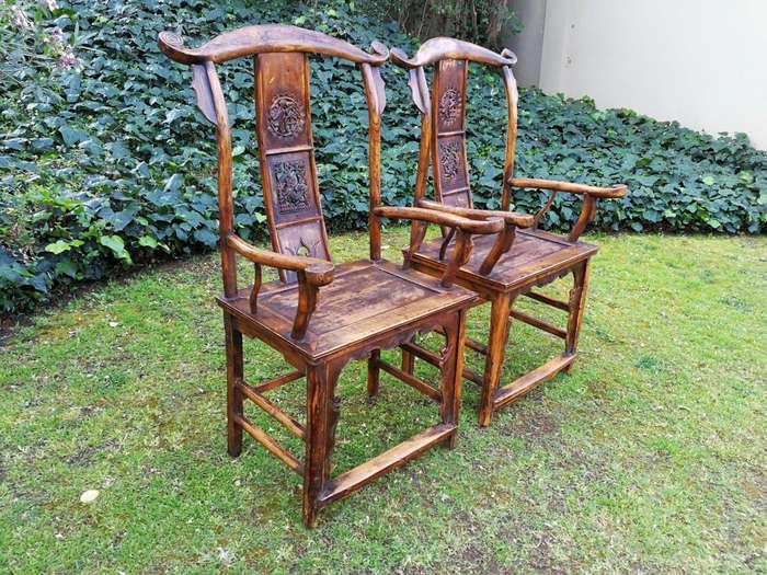 A Pair Of 19th Century Chinese Yoke Armchairs