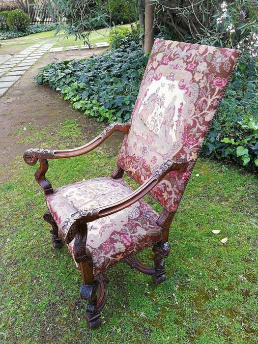 A 19th Century Walnut Louis Fourteenth Style Chair Elaborately Carved And With A Splendid Origina...