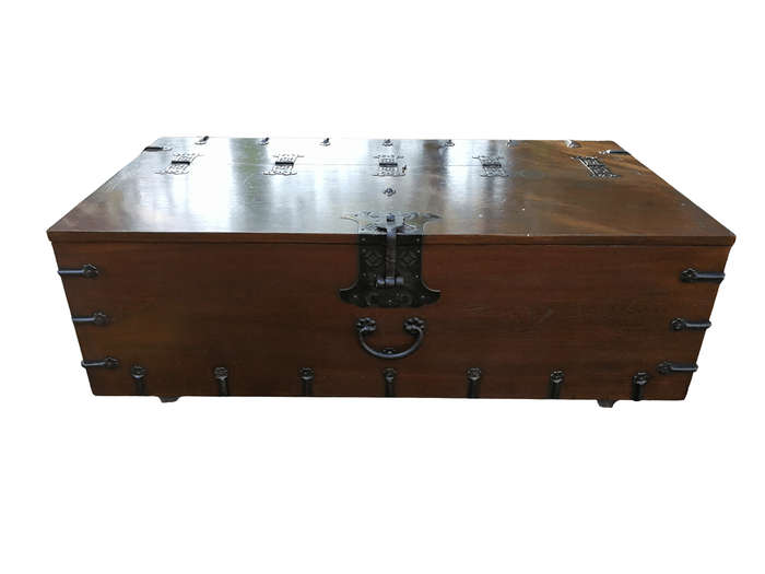 A Korean Elm Badaji Chest With Metal & Iron Lock & Handles