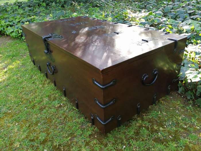 A Korean Elm Badaji Chest With Metal & Iron Lock & Handles