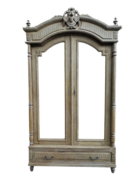A 19th Century French Oak Armoire, with Bevelled Mirrors