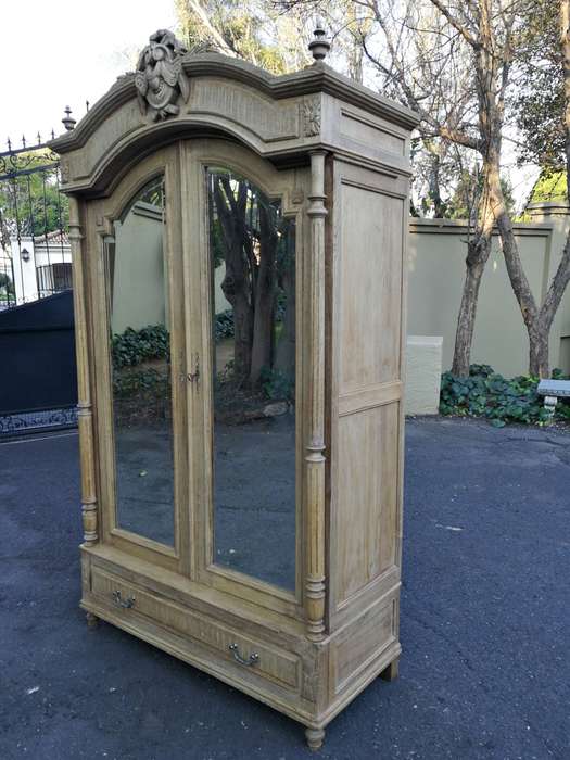 A 19th Century French Oak Armoire, with Bevelled Mirrors