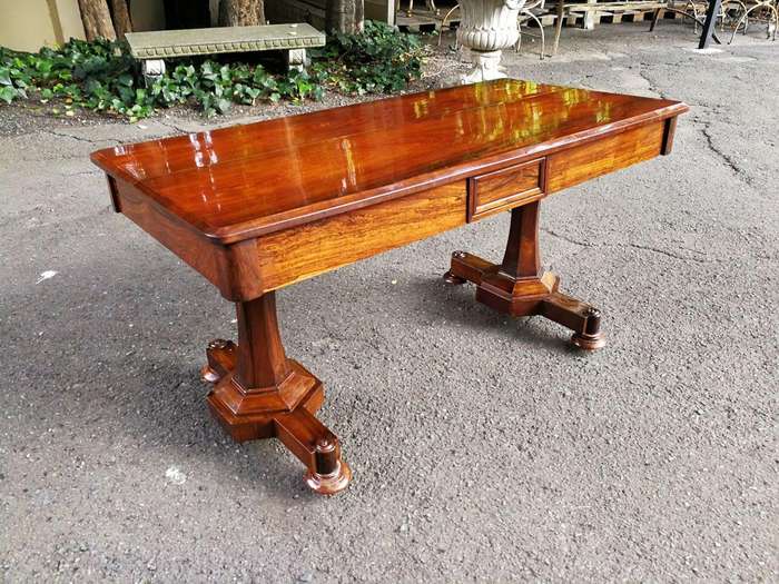 An Early 19th Century  English Solid Rosewood William The 4th  Writing/Drinks Table With Two Dr...