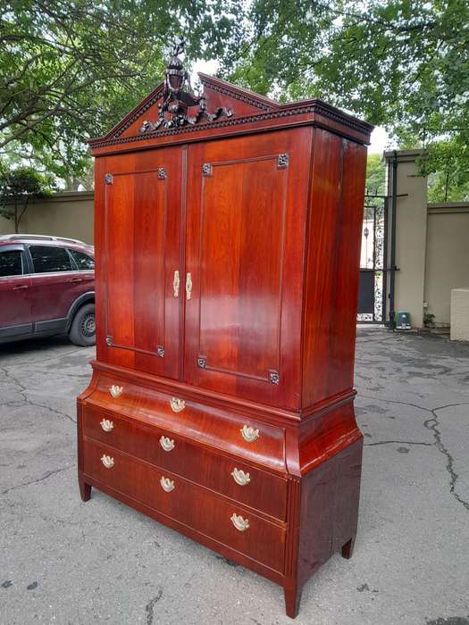 A Louis XVl Circa 1790 Mahogany Armoire, With Original Brass Mounts