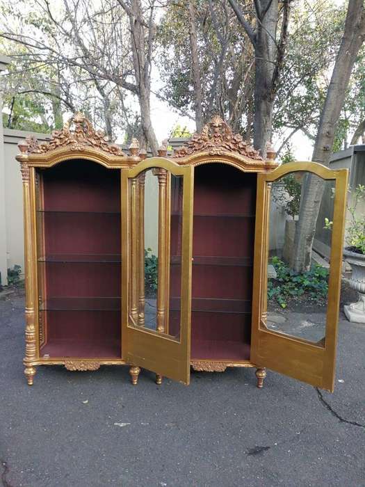 A Rare Pair of 20th Century Giltwood Display Cabinets