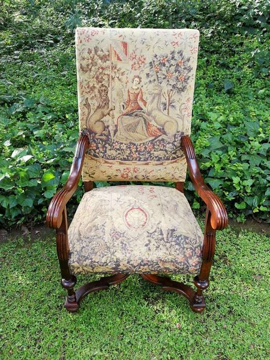 A 19th Century French Carved Walnut And Tapestry Armchair Nd