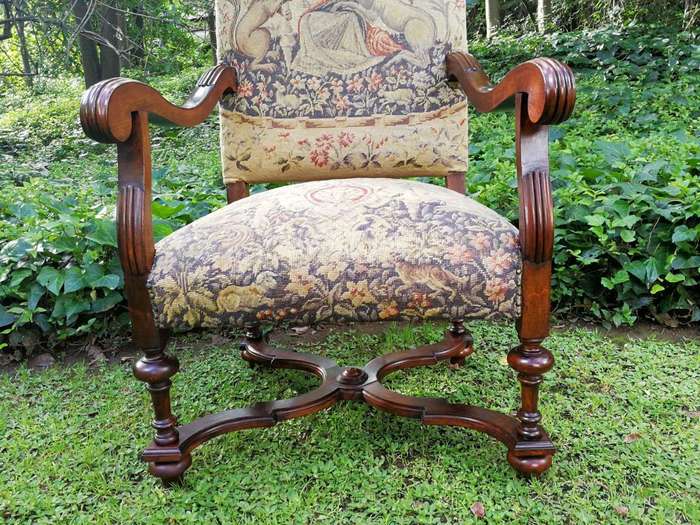 A 19th Century French Carved Walnut And Tapestry Armchair Nd