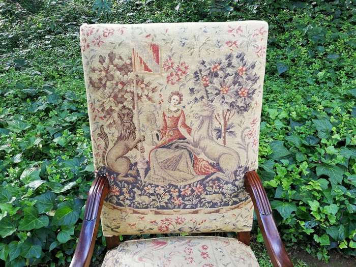 A 19th Century French Carved Walnut And Tapestry Armchair Nd