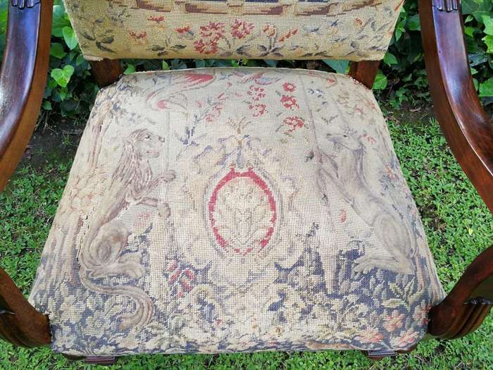 A 19th Century French Carved Walnut And Tapestry Armchair Nd