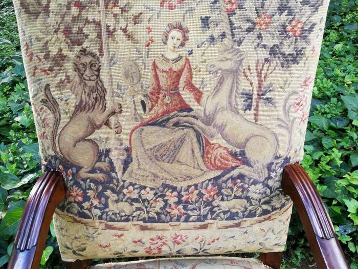 A 19th Century French Carved Walnut And Tapestry Armchair Nd