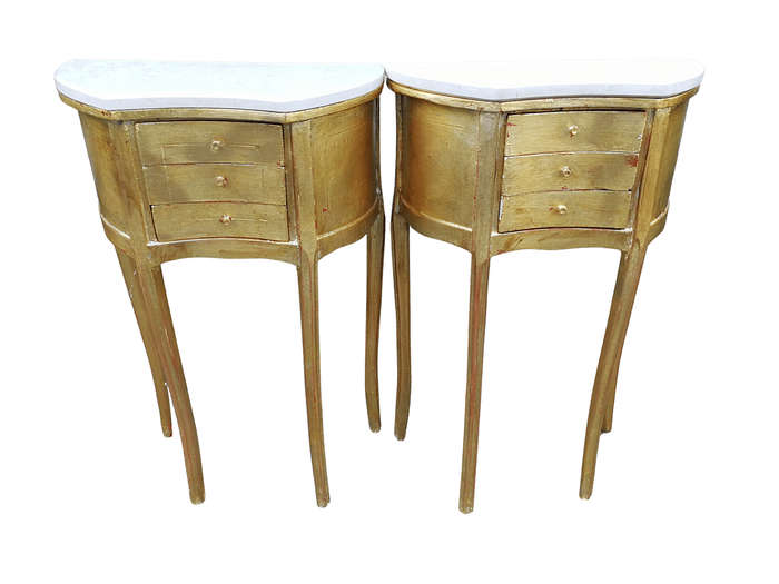 A Pair of French Style Hand-Gilded Wooden Pedestals