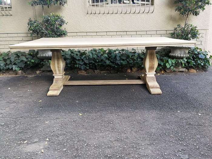A Large French Style Caved Wooden Refectory / Dining Table