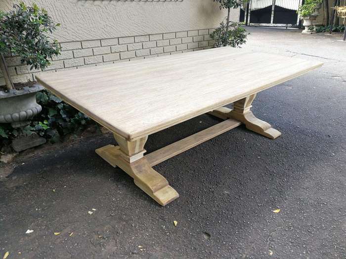 A Large French Style Caved Wooden Refectory / Dining Table