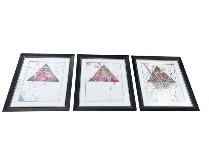 A Set Of Three Water Colour On Paper Framed In An Ornate Gilded Frame.  Each Signed And Dated 20...