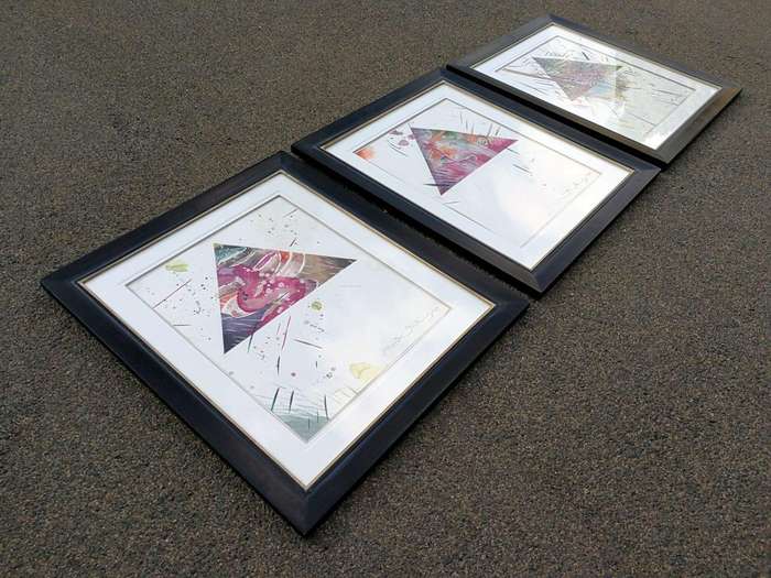 A Set Of Three Water Colour On Paper Framed In An Ornate Gilded Frame.  Each Signed And Dated 20...