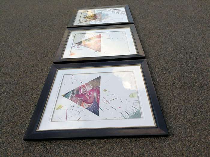 A Set Of Three Water Colour On Paper Framed In An Ornate Gilded Frame.  Each Signed And Dated 20...