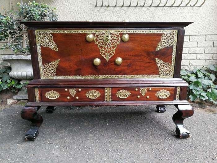 A Late 17th Century/Early 18th Century Dutch Colonial Batavian Hardwood and Ebonised Brass-Bound ...