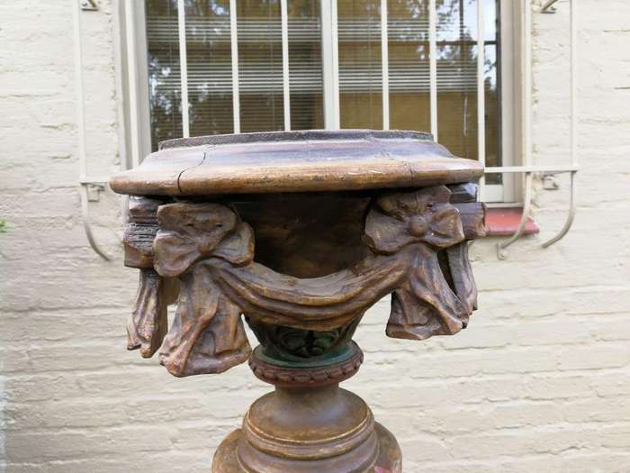 A Pair of 19th century gilt-wood and Paint Wooden Torchères