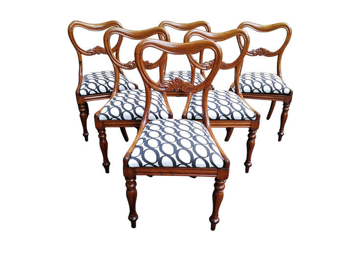 A 19th Century Circa 1890 Set Of Six Victorian Mahogany Bustle Back Chairs