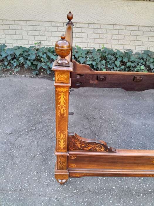 A 19th Century Circa 1880 Inlaid Marquetry Double Size Bed