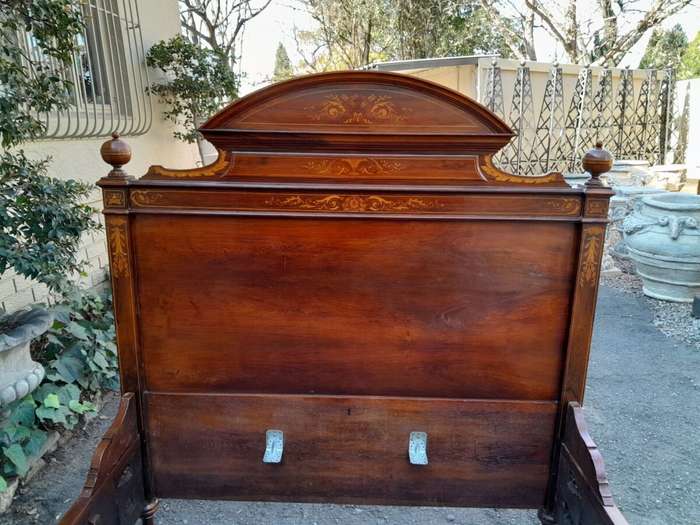A 19th Century Circa 1880 Inlaid Marquetry Double Size Bed
