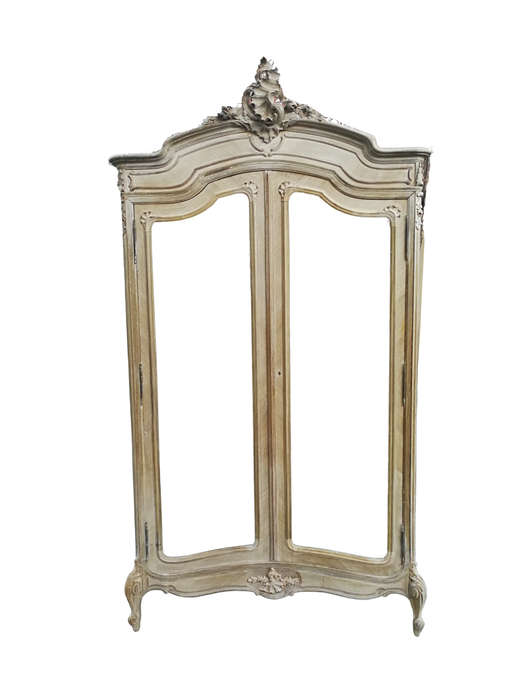 A 19th Century French Rococo Armoire In A Bleached Contemporary Finish With Bevelled Mirrors