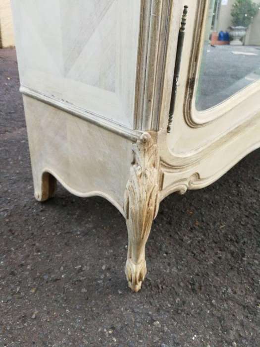 A 19th Century French Rococo Armoire In A Bleached Contemporary Finish With Bevelled Mirrors