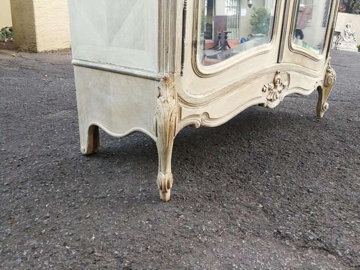 A 19th Century French Rococo Armoire In A Bleached Contemporary Finish With Bevelled Mirrors
