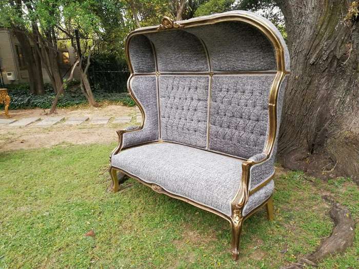 A French Style Gilded Dome/Canopy Double Chair (Modelled On The Famous Louis XV Chair)