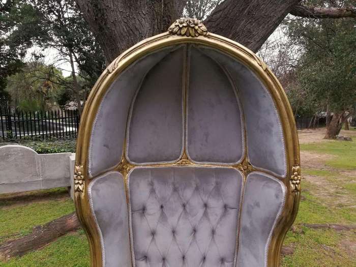 A Pair of French Style Carved and Gilded Wooden Dome/Canopy Chairs (modelled on the famous Louis ...