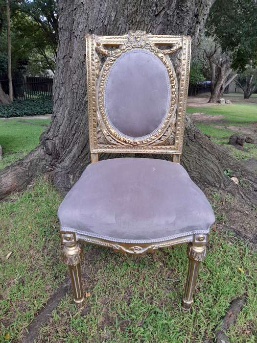 A Set of Eight French Style Ornately Carved and Gilded Dining Chairs (6 chairs and 2 Carvers)