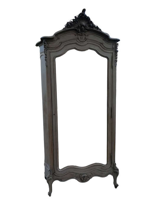 An Early 20th Century French-Style Carved Mahogany And Bevelled Mirrored Armoire in a Contemporar...