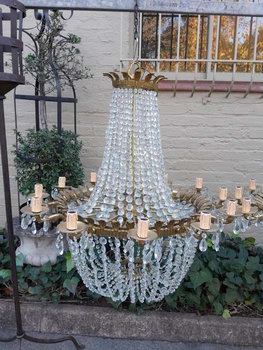 A Spectacular and Rare Pair of 20TH Century French Style Large Crystal Chandeliers Fully Restored...