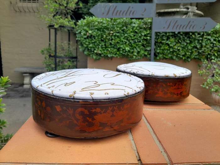 A Victorian Circa Late 19th Century Pair of Rosewood Footstools