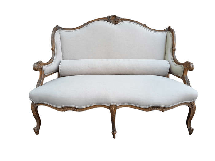 A Late 19th Century / Early 20th Century French Carved Walnut Settee+C18
