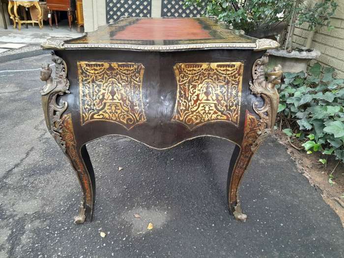 A 19th Century Circa 1850 French Louis XV-style Napoleon III Period Boulle Marquetry Bureau Plat ...