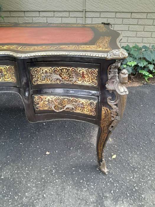 A 19th Century Circa 1850 French Louis XV-style Napoleon III Period Boulle Marquetry Bureau Plat ...