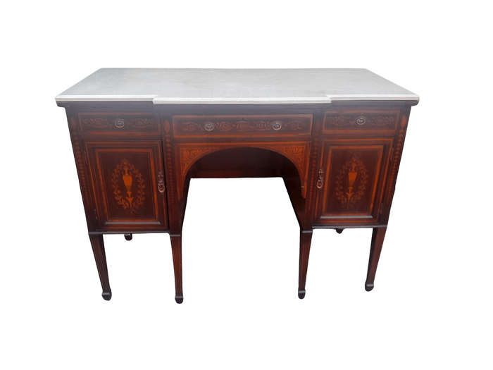 A Late 19th Century An Inlaid Mahogany Server With Marble Top