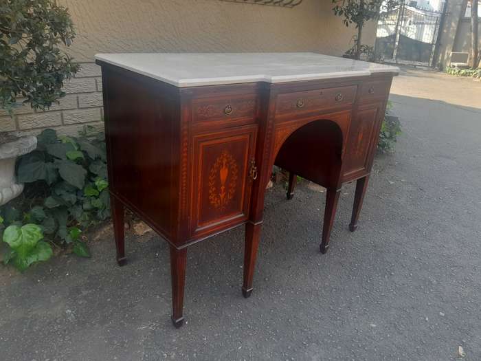 A Late 19th Century An Inlaid Mahogany Server With Marble Top