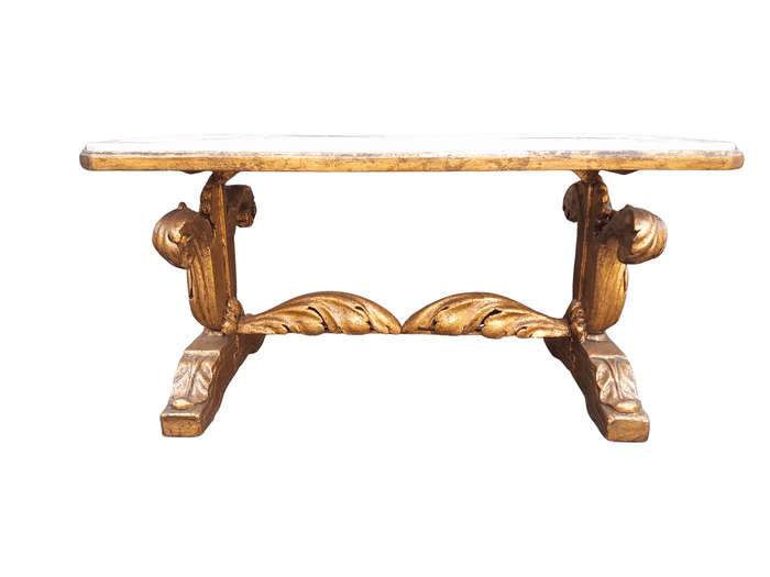 A 20th Century Carved and Giltwood Coffee Table with Marble Top