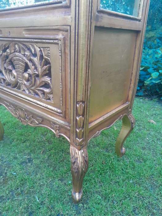 A French Louis XVI Showcase From The 1800s Gilded With Gold Leaf