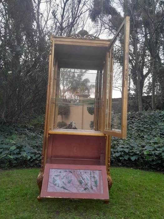 A French Louis XVI Showcase From The 1800s Gilded With Gold Leaf