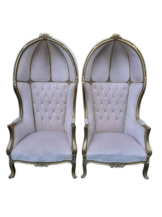 A Pair of French Style Carved and Gilded Wooden Dome / Canopy Chairs (Dome Modelled on The Famous...