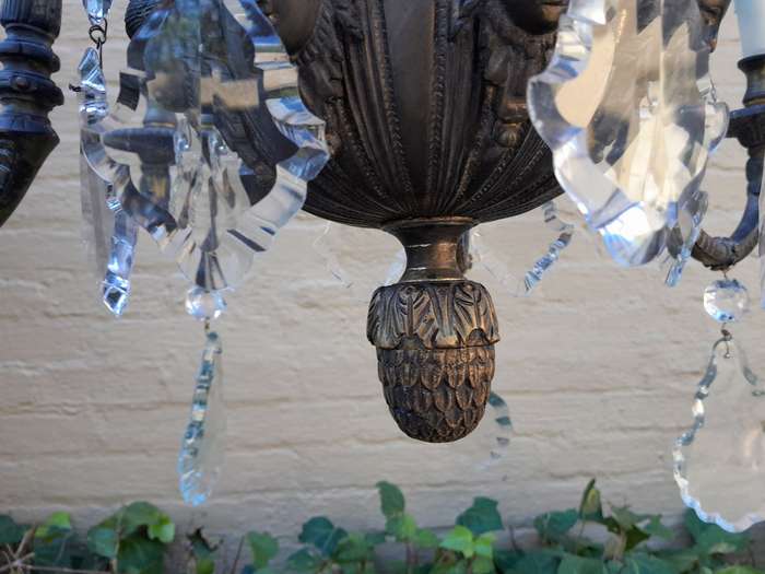 A 20th Century French Style Brass and Crystal Chandelier with Brass and Crystals